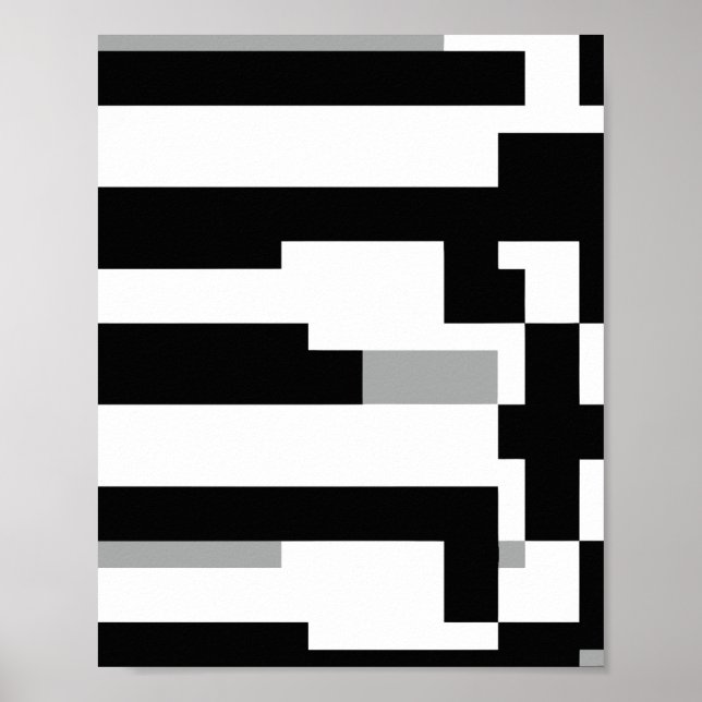 Affiche Conception de rayures abstraites noir blanc et gri (Devant)