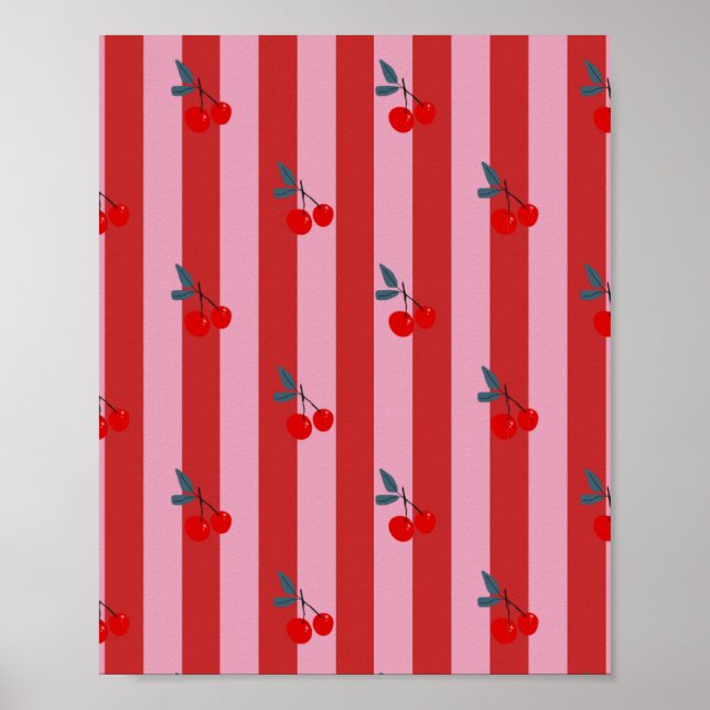 Affiche Conception de rayures rouges et roses avec carte a (Devant)