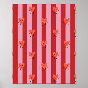 Affiche Conception de rayures rouges et roses avec de peti