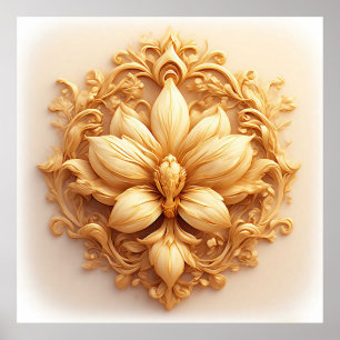Affiche Conception de relief floral élégant avec des détai