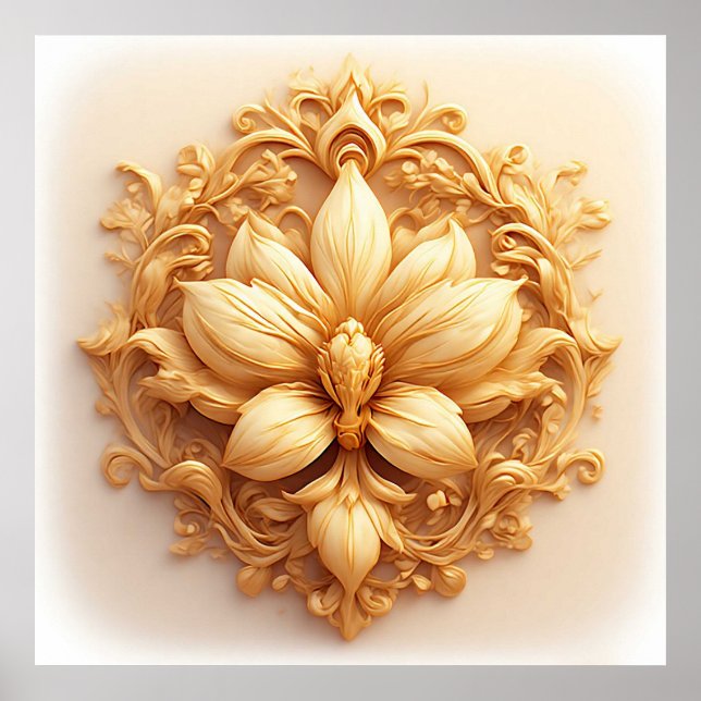 Affiche Conception de relief floral élégant avec des détai (Devant)
