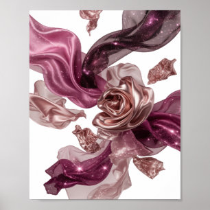 Affiche Conception de ROSES en TISSU Argentée