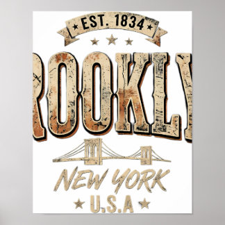 Affiche Conception de script doré orné de Brooklyn New Yor