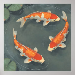 Affiche Conception de sérénité d'étang de carpes koï graci