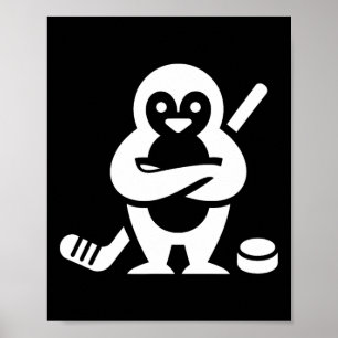 Affiche Conception de silhouette de hockey de manchot déte