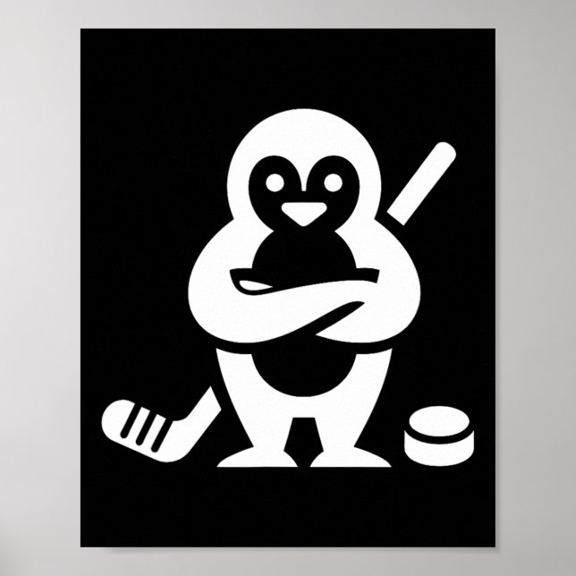 Affiche Conception de silhouette de hockey de manchot déte (Devant)
