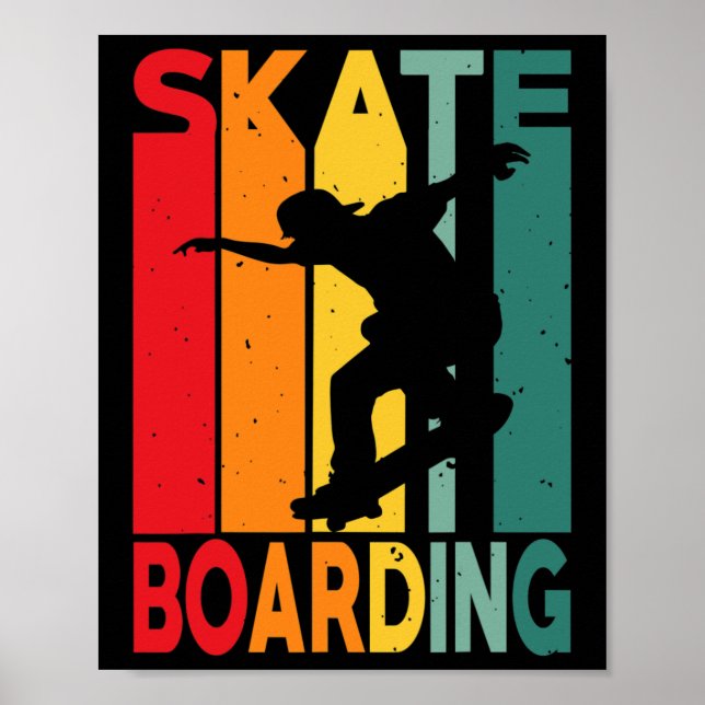 Affiche Conception de skateboard Rétro Vintage Skateboarde (Devant)