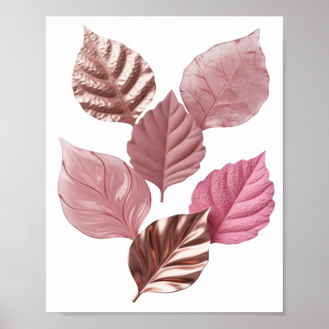 Affiche Conception de slogan aux feuilles roses argentées  (Devant)