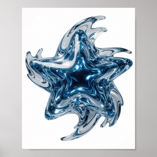 Affiche Conception de slogan BLUE STAR argenté propre (Devant)