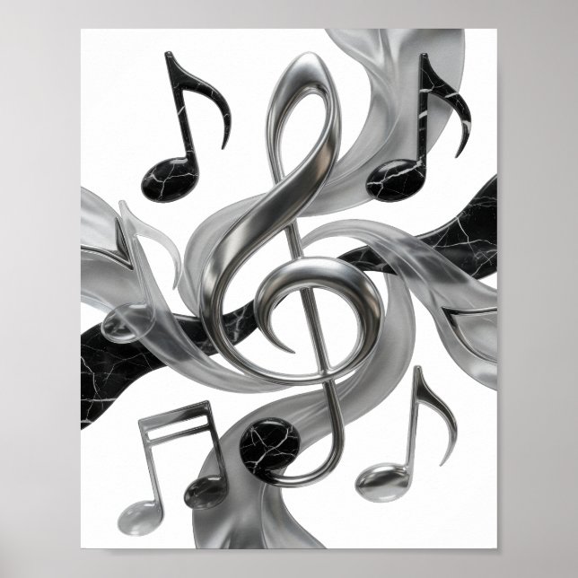 Affiche Conception de slogan Crisp Silver MUSIC IN MOTION (Devant)