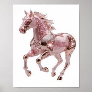 Affiche Conception de slogan de cheval en OR ROSE argenté