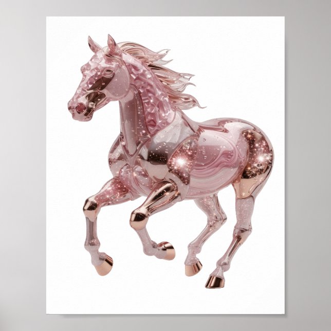 Affiche Conception de slogan de cheval en OR ROSE argenté  (Devant)