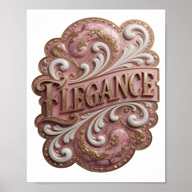 Affiche Conception de slogan ELEGANCE en or vibrant (Devant)