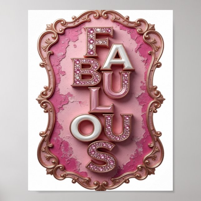 Affiche Conception de slogan FABULEUX Or vibrant (Devant)