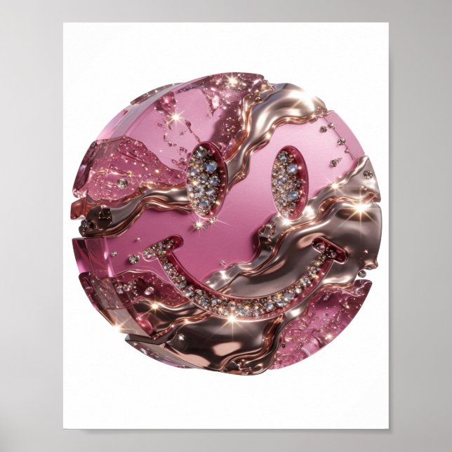 Affiche Conception de slogan FACE HEUREUSE Argent Witty (Devant)