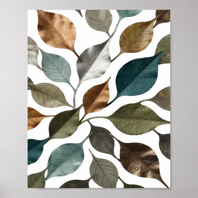 Affiche Conception de slogan Gris Foncé FEUILLES SUR FOND  (Devant)