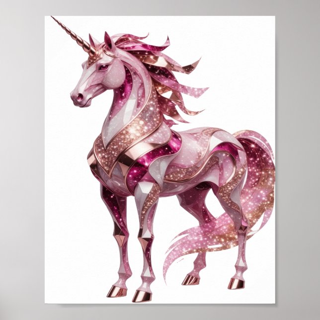 Affiche Conception de slogan licorne argent dynamique (Devant)
