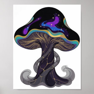 Affiche Conception de slogan MUSHROOM SPACE en argent mode