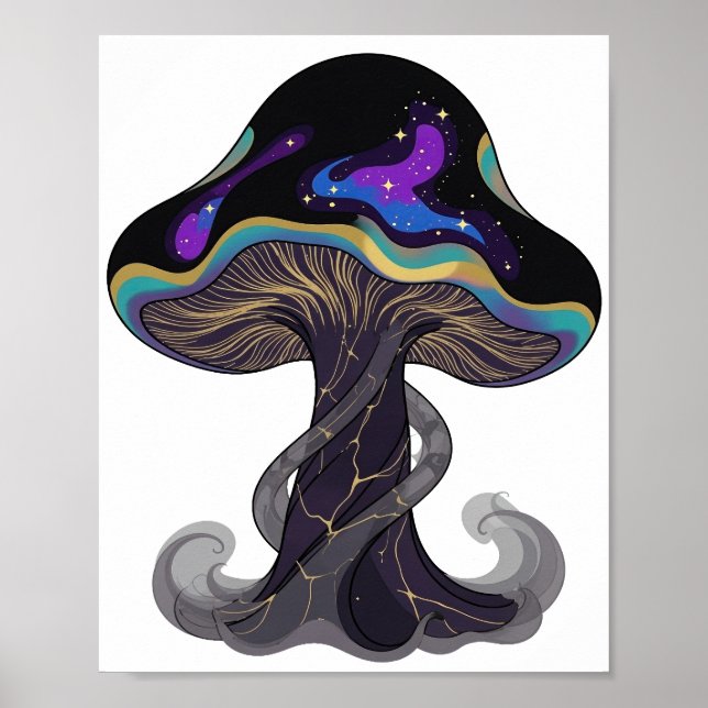 Affiche Conception de slogan MUSHROOM SPACE en argent mode (Devant)