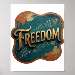 Affiche Conception de slogan Or STATEMENT Liberté