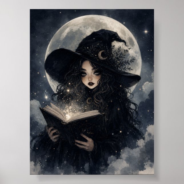Affiche Conception de sorcière gothique pleine lune ||  (Devant)