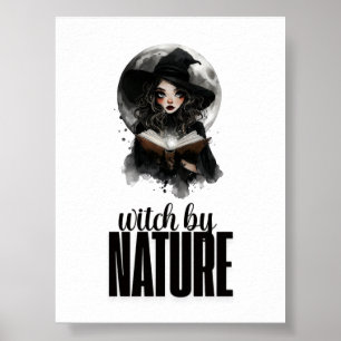 Affiche Conception de sorcière gothique pleine lune nature