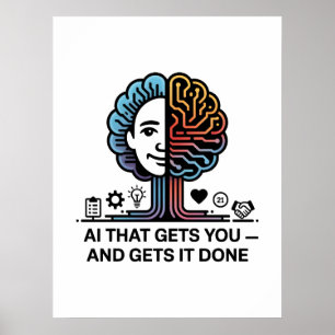 Affiche Conception de technologie de cerveau d'IA pour les
