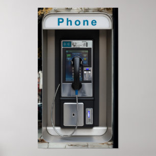 Affiche Conception de téléphone public rétro, Art de cabin