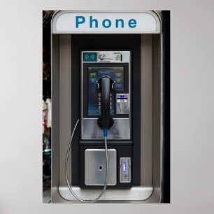 Affiche Conception de téléphone public rétro, Art de cabin
