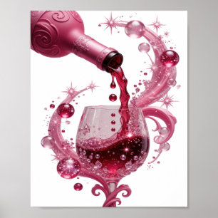Affiche Conception de texte de VIN ROSE argenté audacieuse