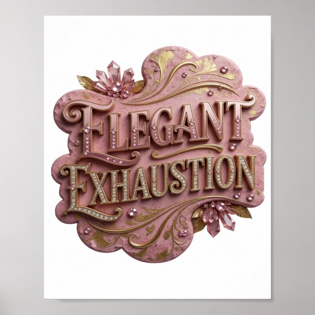 Affiche Conception de texte Dynamic Gold EXHAUSTION ÉLÉGAN (Devant)