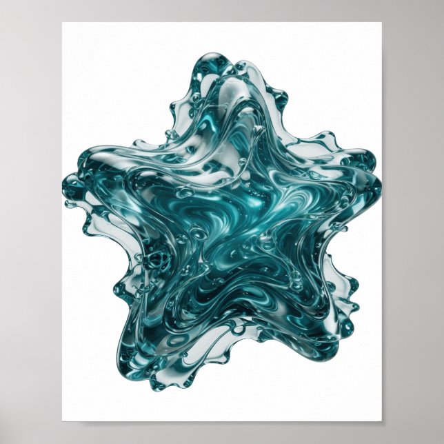 Affiche Conception de texte étoile bleue argentée accroche (Devant)