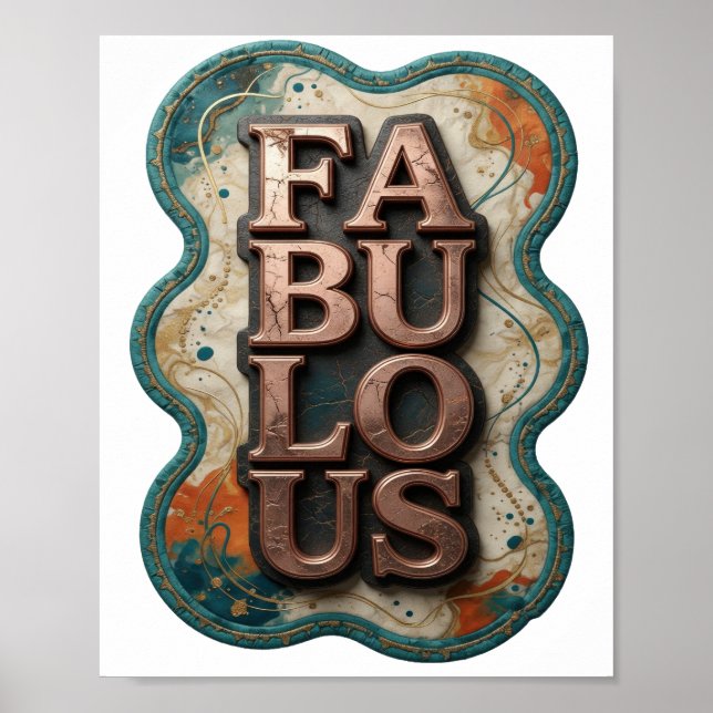 Affiche Conception de texte FABULEUX en or élégant (Devant)