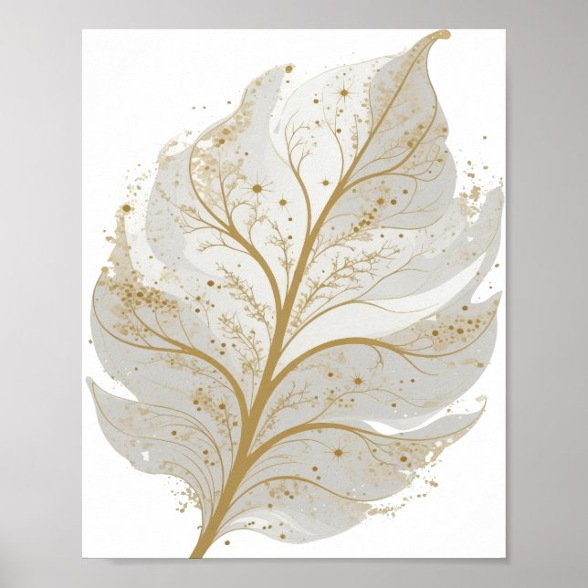 Affiche Conception de texte FEUILLE BRILLANTE Or Frais (Devant)
