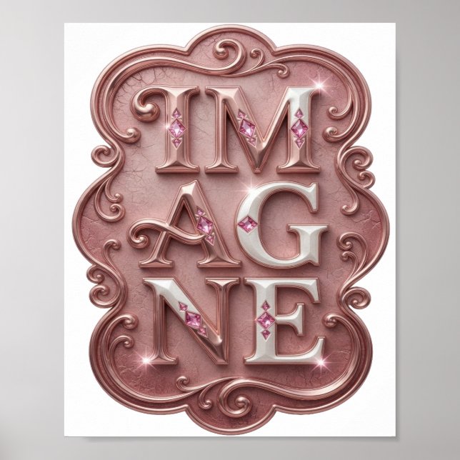Affiche Conception de texte IMAGINE Rose Snappy (Devant)