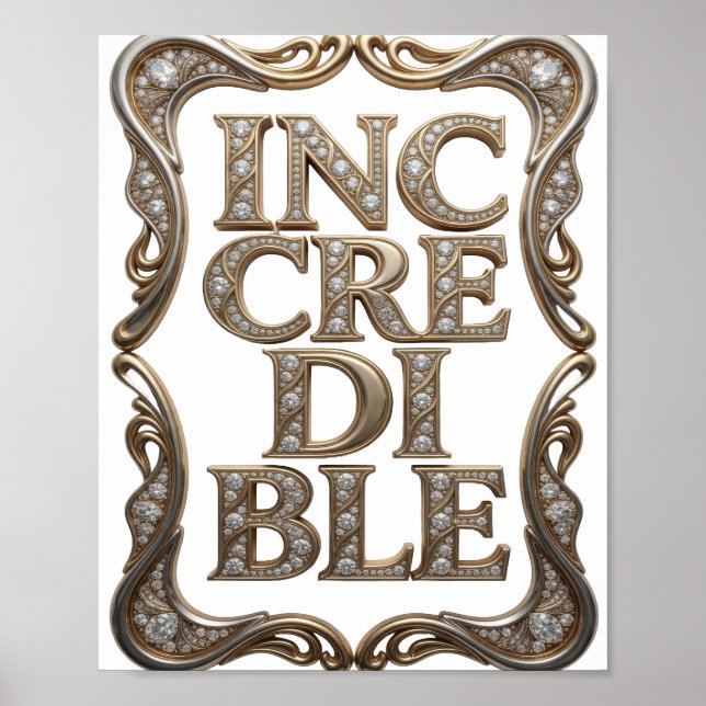 Affiche Conception de texte INCROYABLE Sharp Gold (Devant)