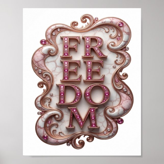 Affiche Conception de texte LIBERTÉ Rose Cool (Devant)
