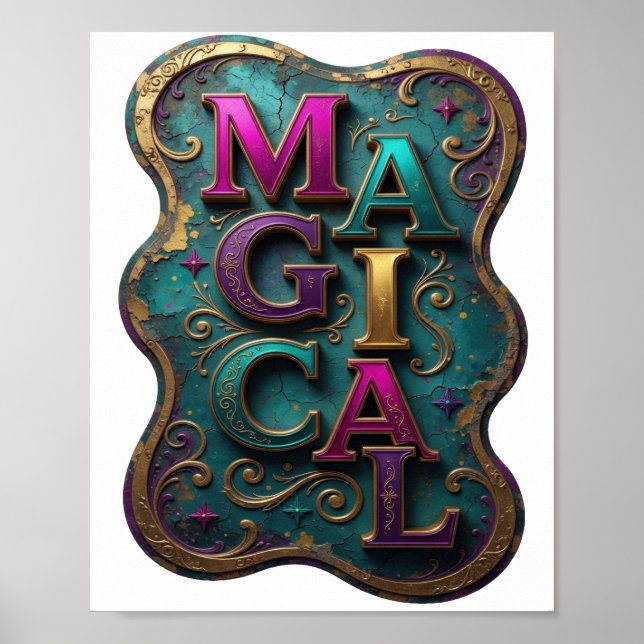Affiche Conception de texte MAGIQUE Violet élégant (Devant)