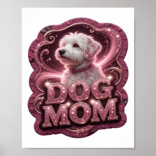Affiche Conception de texte MAMAN CHIEN Or Classique