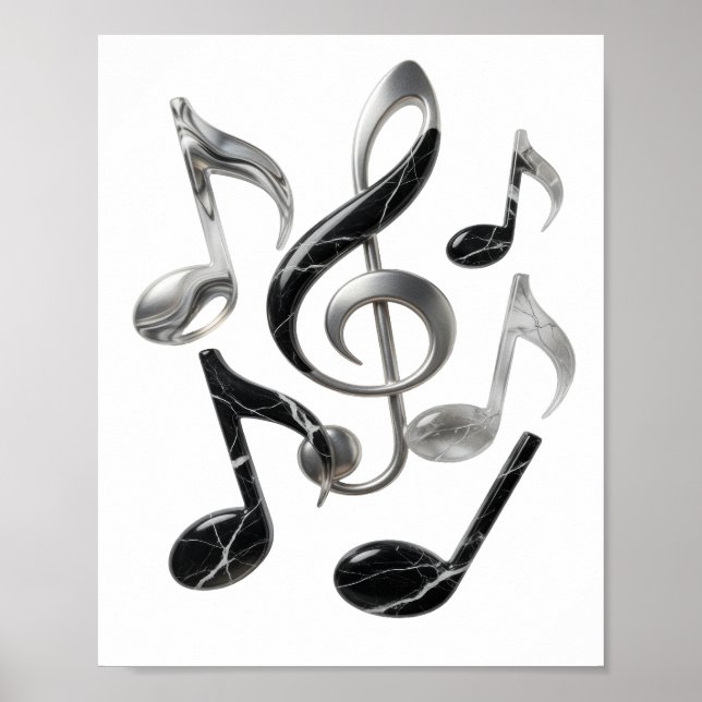 Affiche Conception de texte MUSIC IN MOTION argentée cool (Devant)
