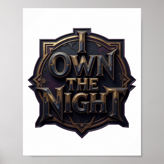 Affiche Conception de texte Or Clair JE POSSÈDE LA NUIT (Devant)