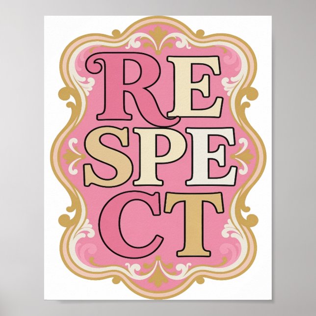 Affiche Conception de texte RESPECT Witty Gold (Devant)