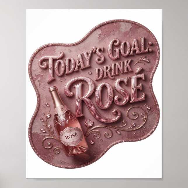 Affiche Conception de texte Rose à boire Rose Vibrant Pink (Devant)
