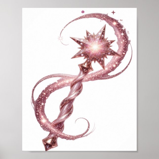 Affiche Conception de texte STAR WAND rose ludique (Devant)