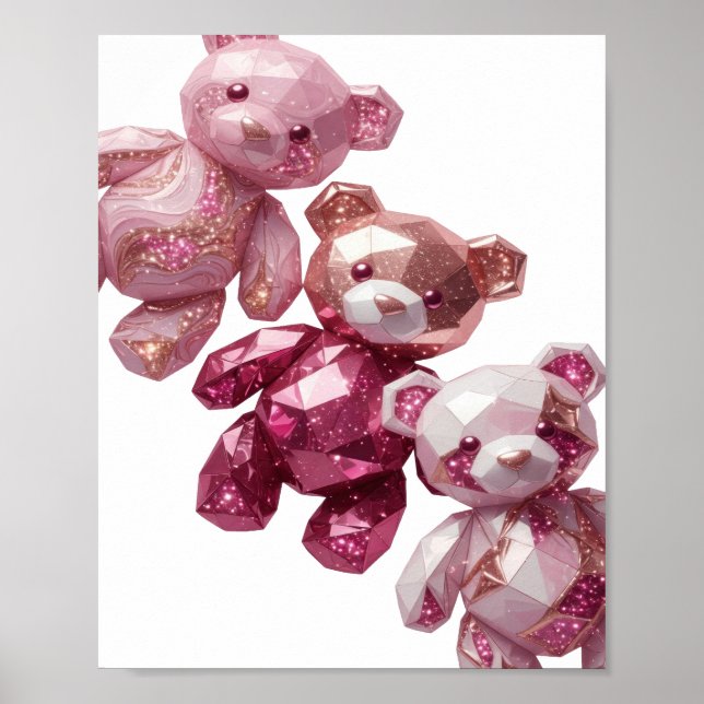 Affiche Conception de texte TROIS OURS EN PELUCHE ROSES ar (Devant)