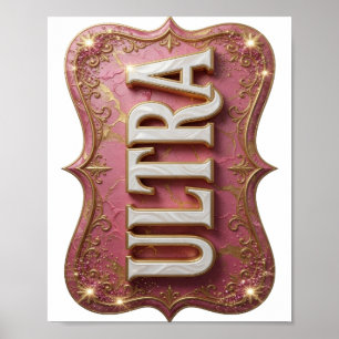 Affiche Conception de texte ULTRA Or Artistique