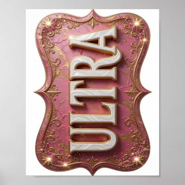 Affiche Conception de texte ULTRA Or Artistique (Devant)