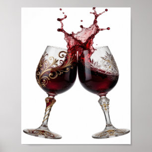 Affiche Conception de texte VERRES À VIN Or Snappy