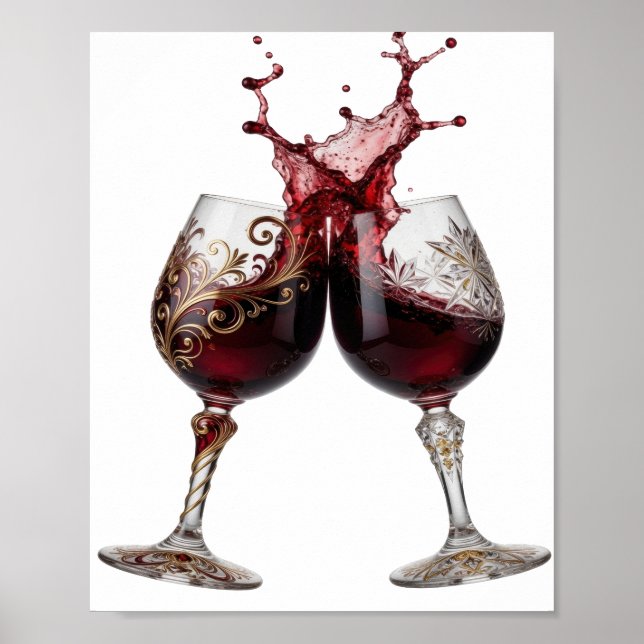 Affiche Conception de texte VERRES À VIN Or Snappy (Devant)