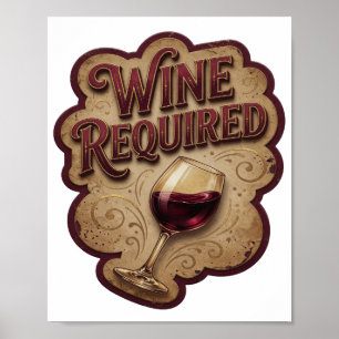 Affiche Conception de texte vin requis Or Classique